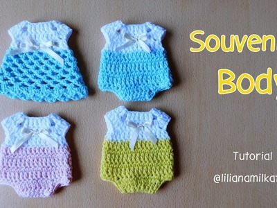 Souvenir body enterito tejido a crochet ganchillo. Baby Shower, bautismos, Cumpleaños. Parte 1