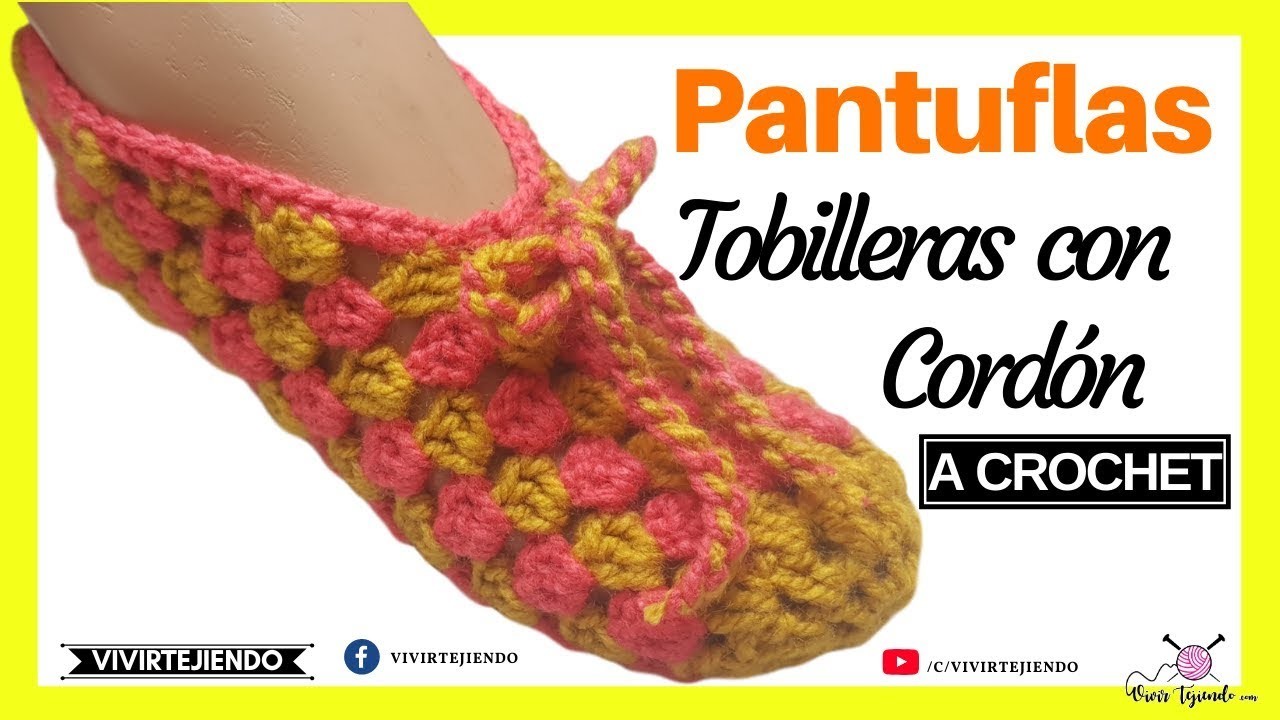 Tejidos a Ganchillo Crochet | Pantuflas Tobilleras a Ganchillo Crochet Súper Fácil