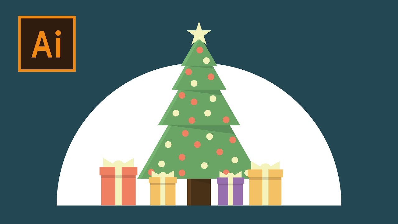 ????Árbol de Navidad ????Estilo "Flat Design" en Adobe Illustrator | Tutorial Diseño Gráfico