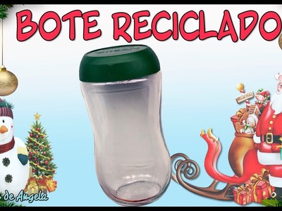 Bote de cristal reciclado con decoración de navideña-Diy reciclados de navidad