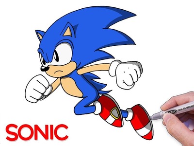 Como Dibujar a Sonic Running Paso a Paso - Dibujos Faciles Sonic the Hedgehog