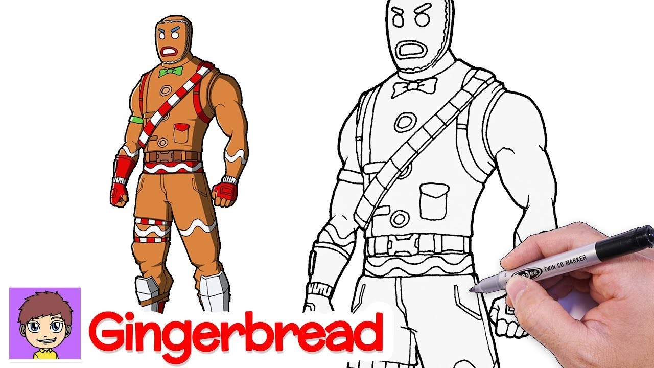 Como Dibujar Fortnite Gingerbread Paso a Paso - Dibujos Faciles para Dibujar