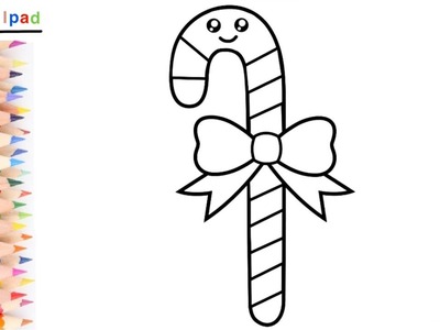 Como dibujar un BASTON DE NAVIDAD KAWAII | dibujos para niños ????⭐ How to draw a CANDY CANE | drawings
