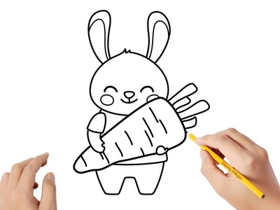 Cómo dibujar un conejo con una zanahoria | Dibujos sencillos ????