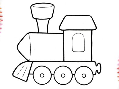 Cómo dibujar y colorear un tren de juguete Dibujos para niños.