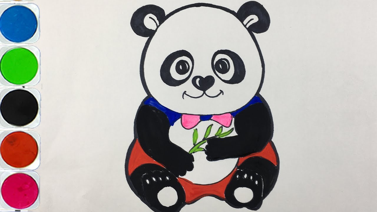 Como Dibujar y Pintar Panda de Corazones - Dibujos Faciles Para Niños - Learn Colors. KoKoBaBy