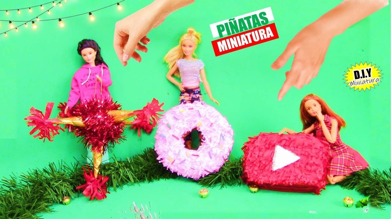 COMO HACER 3 PIÑATAS EN MINIATURA!!  | Manualidades Navideñas Barbie