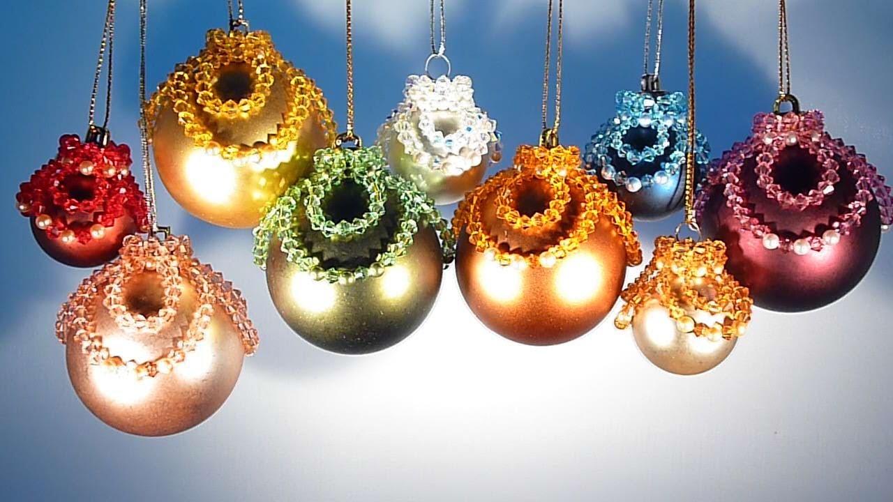 Decoracion bolas arbol Navidad Swarovski Ornamental Beaded Christmas tree balls Tutorial