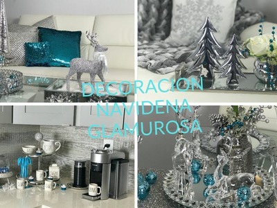 Ideas para decorar tu sala comedor y cocina en Navidad estilo glamuroso.glam decor ideas