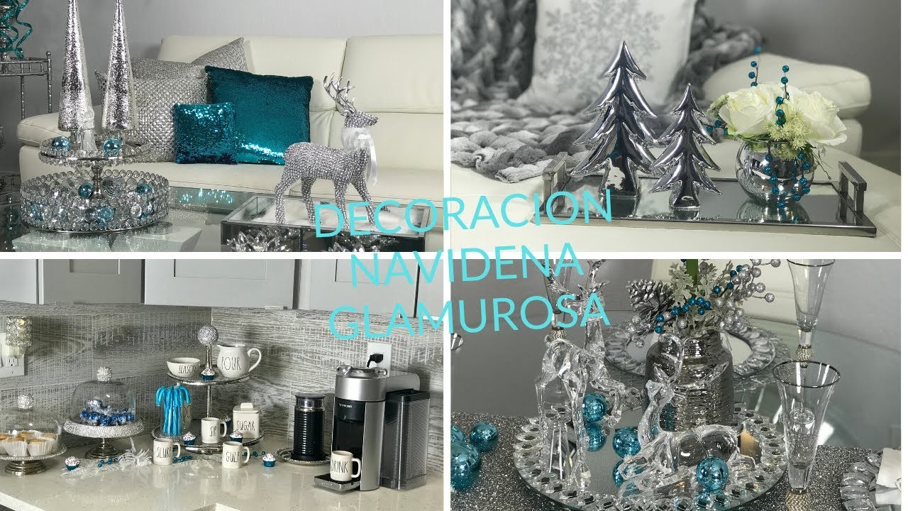 Ideas para decorar tu sala comedor y cocina en Navidad estilo glamuroso.glam decor ideas