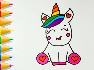 Cómo dibujar un UNICORNIO kawaii fácil ???? How to Draw a Unicorn Cute and Easy