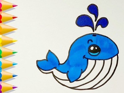 Cómo dibujar una BALLENA kawaii paso a paso Fácil ???? How to draw a whale