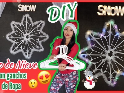 DIY.Como hacer Copo  de Nieve con ganchos de Ropa.DIY SNOWFLAKE.Decoracion de Navidad 2019