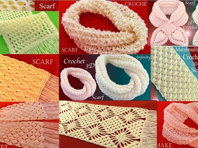 Tejido a Crochet Bufandas Chalinas Cuellos cortos 9 modelos fáciles tejer