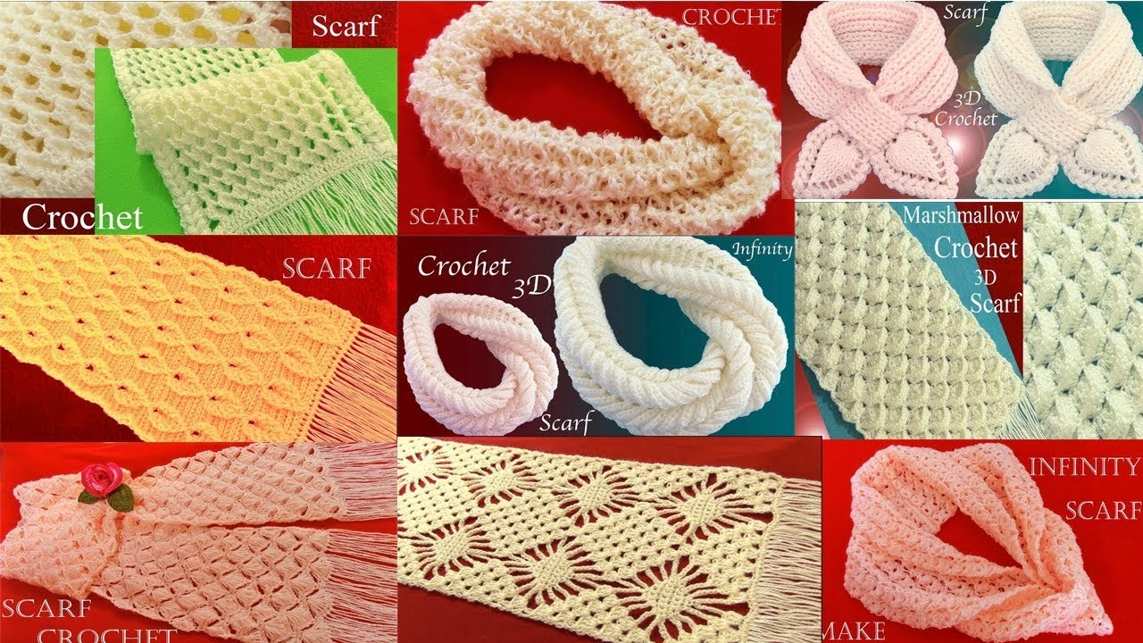 Tejido a Crochet Bufandas Chalinas Cuellos cortos 9 modelos fáciles tejer