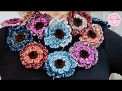 Bufanda de Flores a crochet paso a paso (Versiún Diestra)