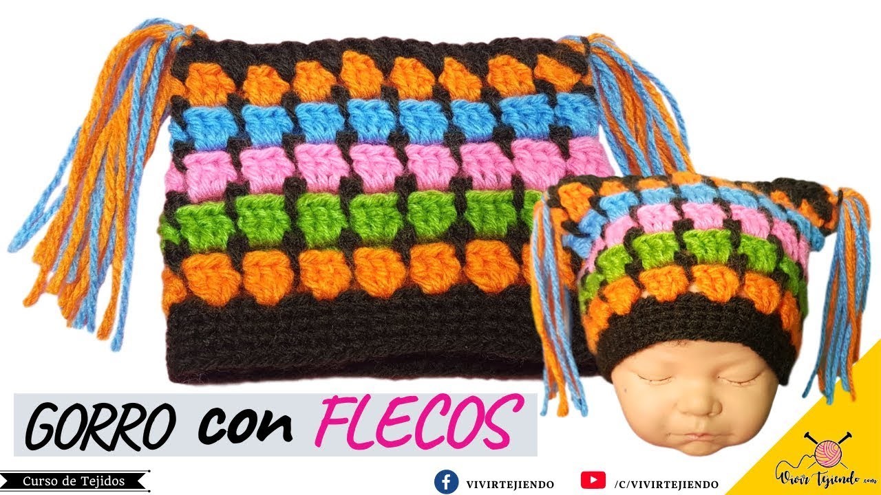 Gorro Para niños y Adultos a Crochet con Flecos en Cadena Paso a Paso – Tejidos a Ganchillo