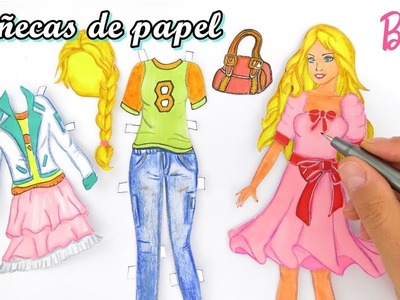 Muñecas de Papel Ropas para Barbie de Papel  Dibujar y Colorear paper dolls manualidades house toy