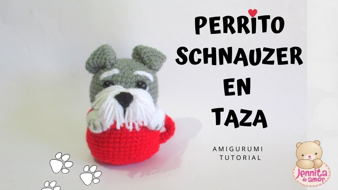 PERRITO SHNAUZER EN TAZA Amigurumi Tutorial Crochet Paso a Paso (Patrón en Descripción)