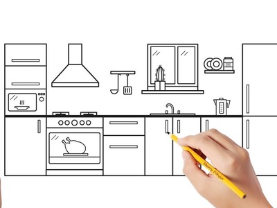 Cómo dibujar una cocina moderna | Dibujos sencillos
