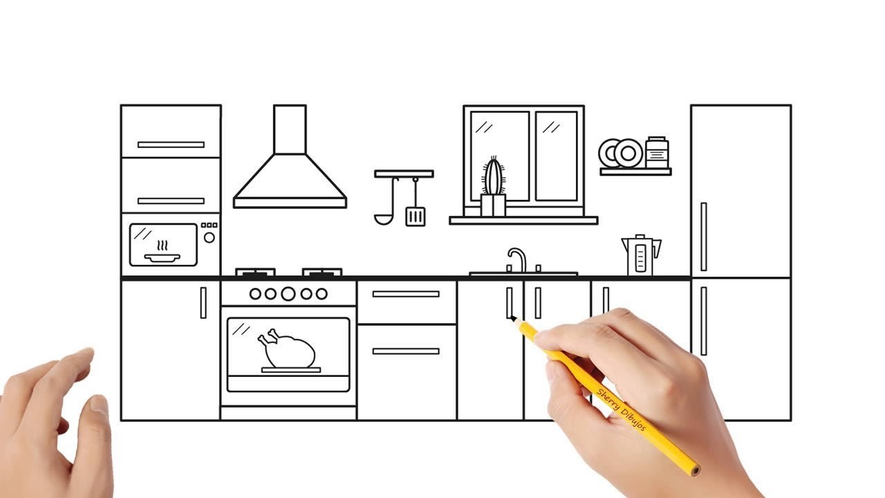 Cómo dibujar una cocina moderna | Dibujos sencillos