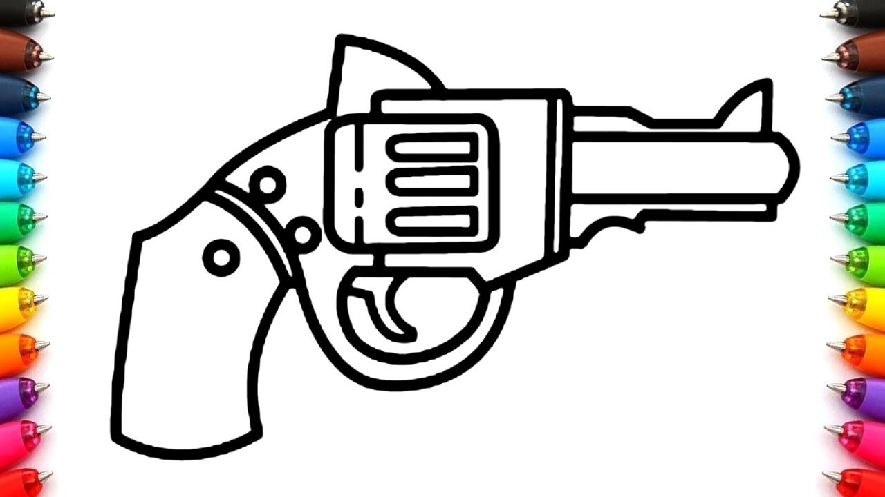 Como Dibujar una Pistola(Revolver), Dibujo de Arma, Dibujos Faciles