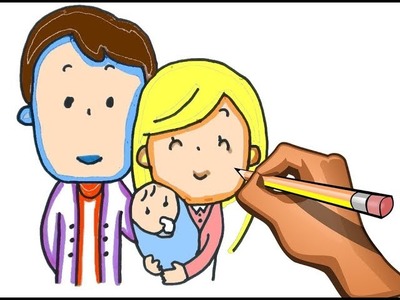 Como Dibujar y Colorear Una Familia -Dibujos  de la Familia- Learn Colors. Peketona