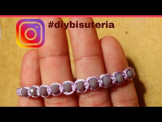 Como se hace Pulsera macrame de perlitas purpura???? (tutorial)bracelet????