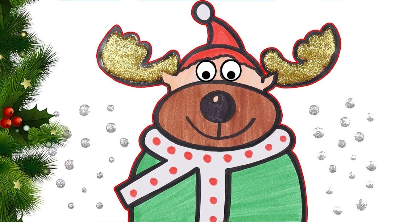 Dibujar y Colorea el Reno | Navidad ???? ???? | Dibujos Para Niños | Aprender Colores & Español y Inglés