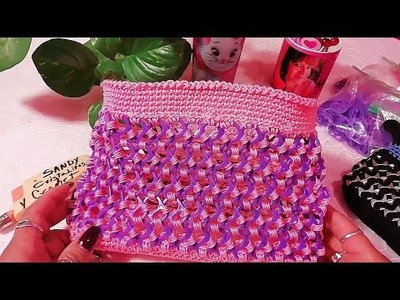 Bolsa Crochet con Fichas.anillas de Plástico