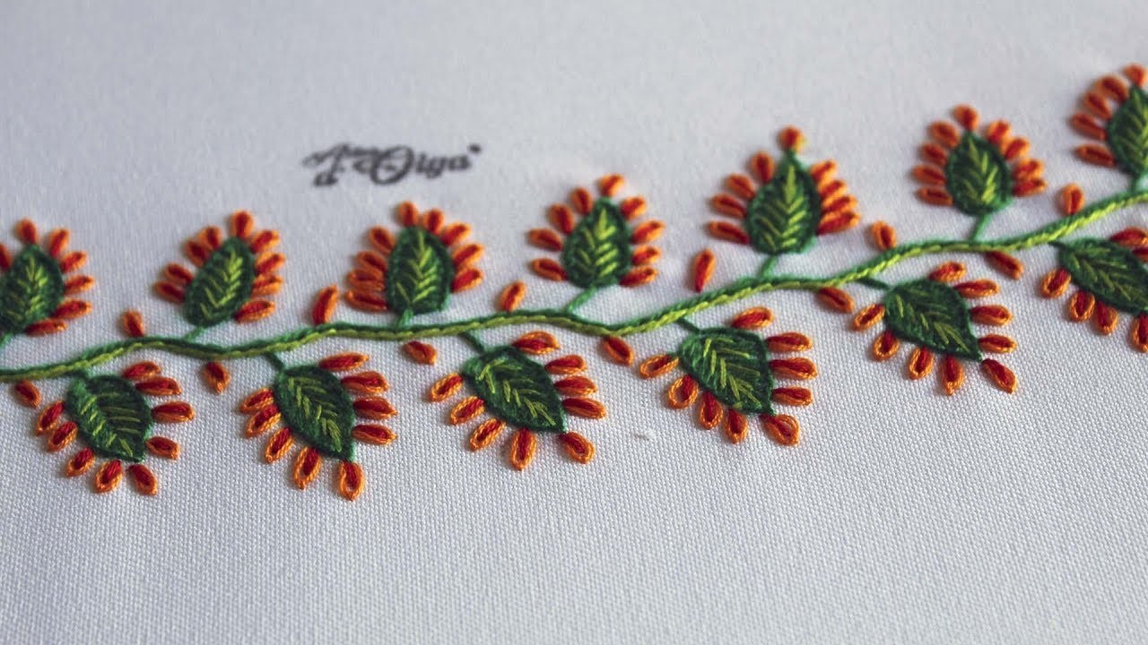 Borde Decorativo con Puntadas Básicas | Hand Embroidery: Decorative Border | Artesd'Olga