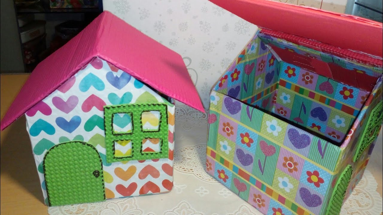 CASITA DECORATIVA GUARDA TODO CON CARTON| Rinconcito de manualidades