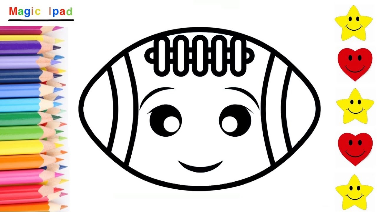 Como dibujar un BALON DE RUGBY KAWAII | dibujos para niños ????⭐ How to draw a RUGBY BALL | drawings