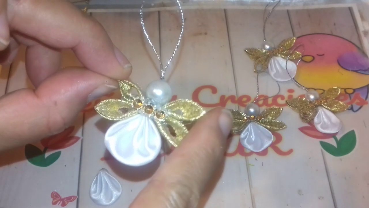 Como hacer angelitos de petalos kanzashi