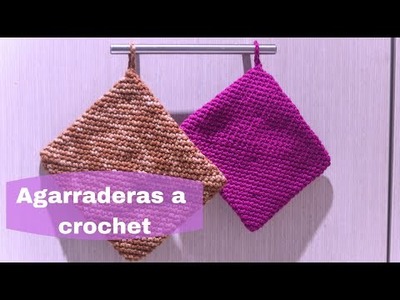 ????Como tejer agarraderas a Crochet????.Crocheted kitchen hot pads