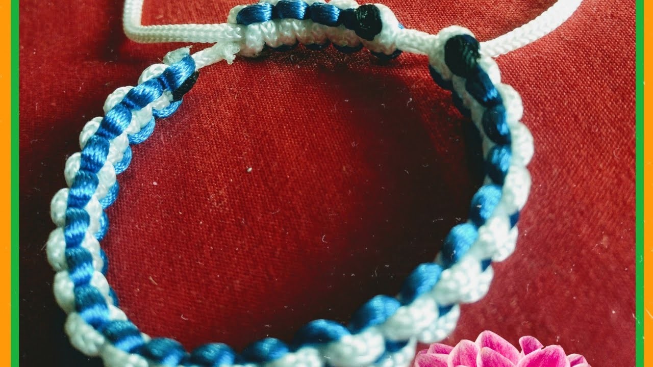 Hermosa pulsera macramé azul con blanco ????????.tutorial