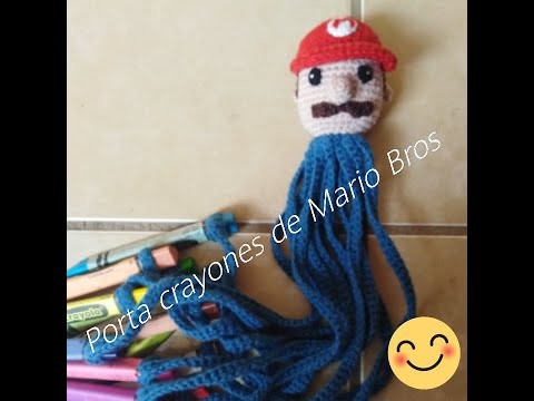 Porta crayones o pulpito de Mario Bros tejido en crochet