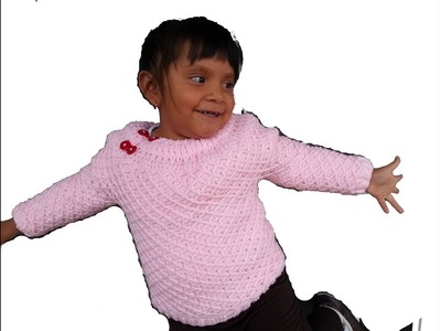 Suéter tejido a gancho  de 3 a 5 años de edad I puntada rombos I primera parte