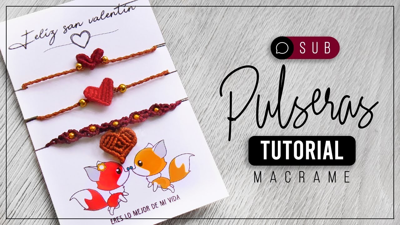 3 Pulseras Corazón » ???? tutorial san valentín | como hacer pulseras de hilo | diy ● Macrame #185