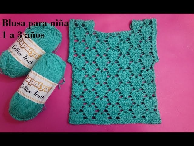 Blusa a crochet para niña( de 1 año hasta 3 años)