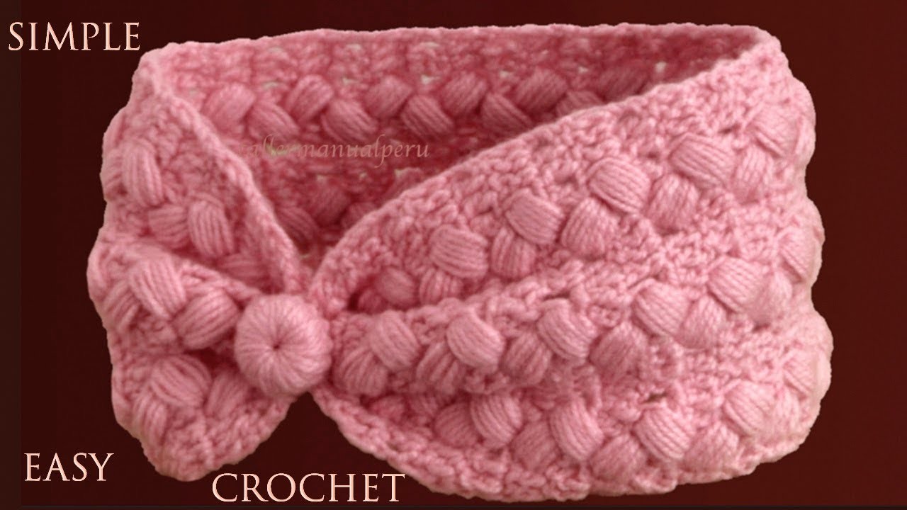 Como tejer a Crochet paso a paso fácil Punto zigzag puff para diademas gorros tejido con ganchillo