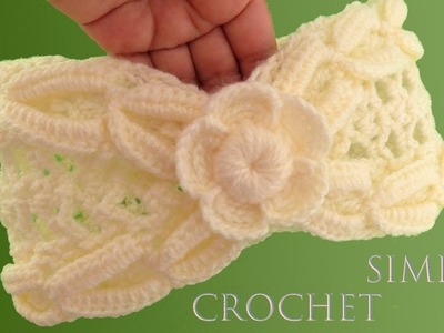 Como tejer a crochet punto argollas para diadema con flor 3D tejido con ganchillo