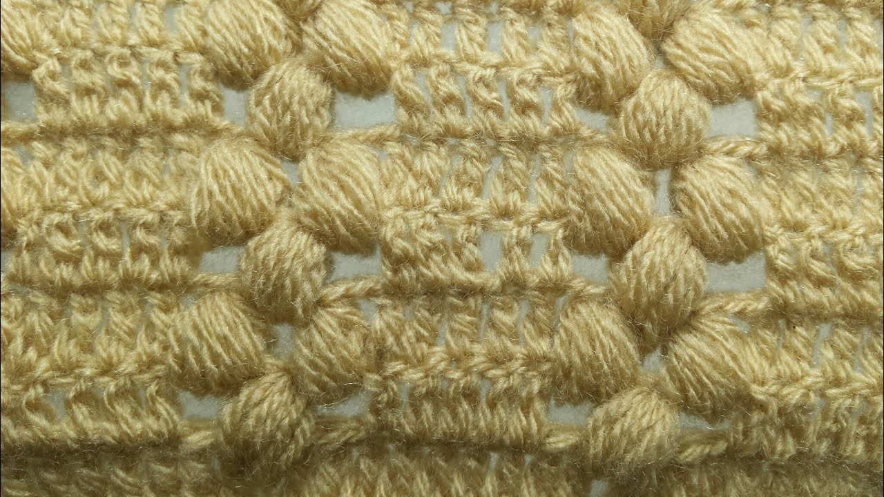 Cómo tejer punto puff en rombos a crochet.how to knit crochet puff stitch
