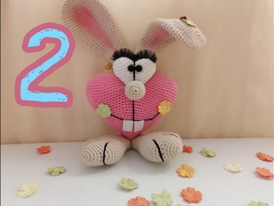 Conejo corazón ♥ amigurumi 2 parte (Patitas, nariz y ojos)