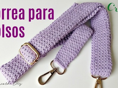 Correa para bolsos tejida con técnica de crochet tunecino