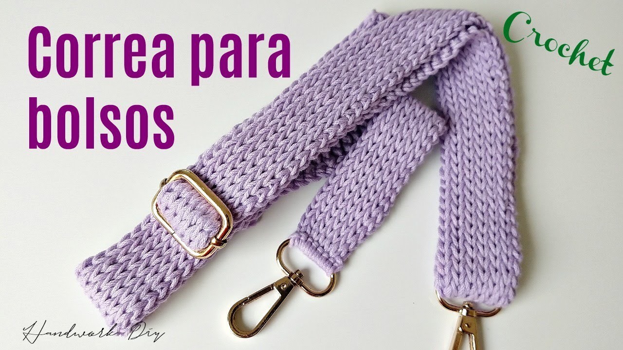 Correa para bolsos tejida con técnica de crochet tunecino