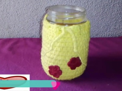 Crochet glass cup protector.Protector a crochet para vaso de vidrio