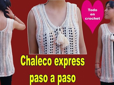 DESCUBRE Chaleco en TODAS las TALLAS  a Crochet paso a paso facil