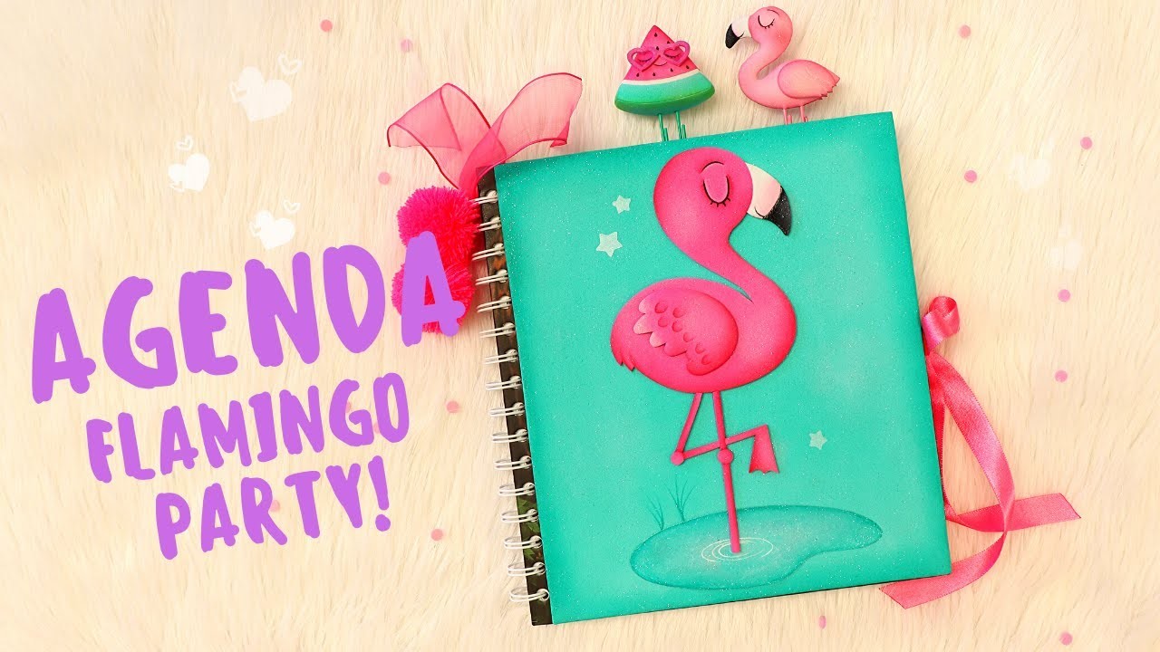 Diy Agenda decorada con Flamenco. Colección Flamingo Party.