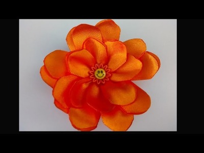 DIY PAP Flor de cetim fácil.Satin Flower.Easy Satin flower